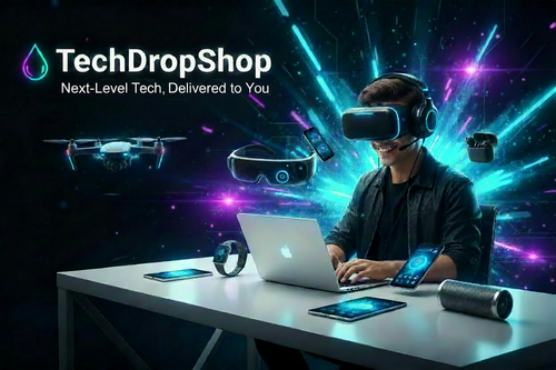 TechDropShop with white tagline